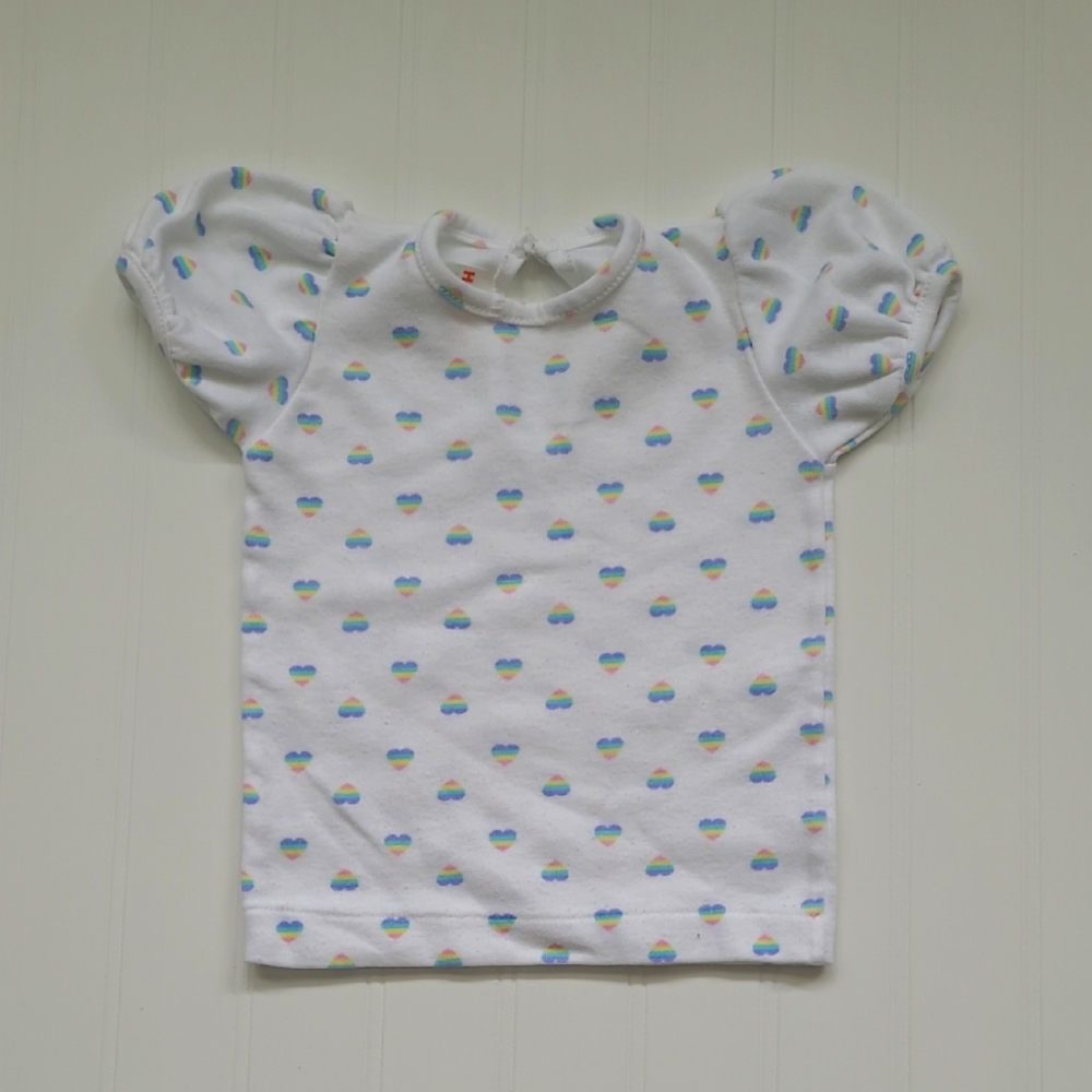 Vintage Health-tex Childs Rainbow Heart Print Shortsleeve Shirt, Size 12 Months